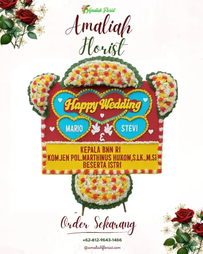 Karangan Papan Bunga Pernikahan di Karang Poh